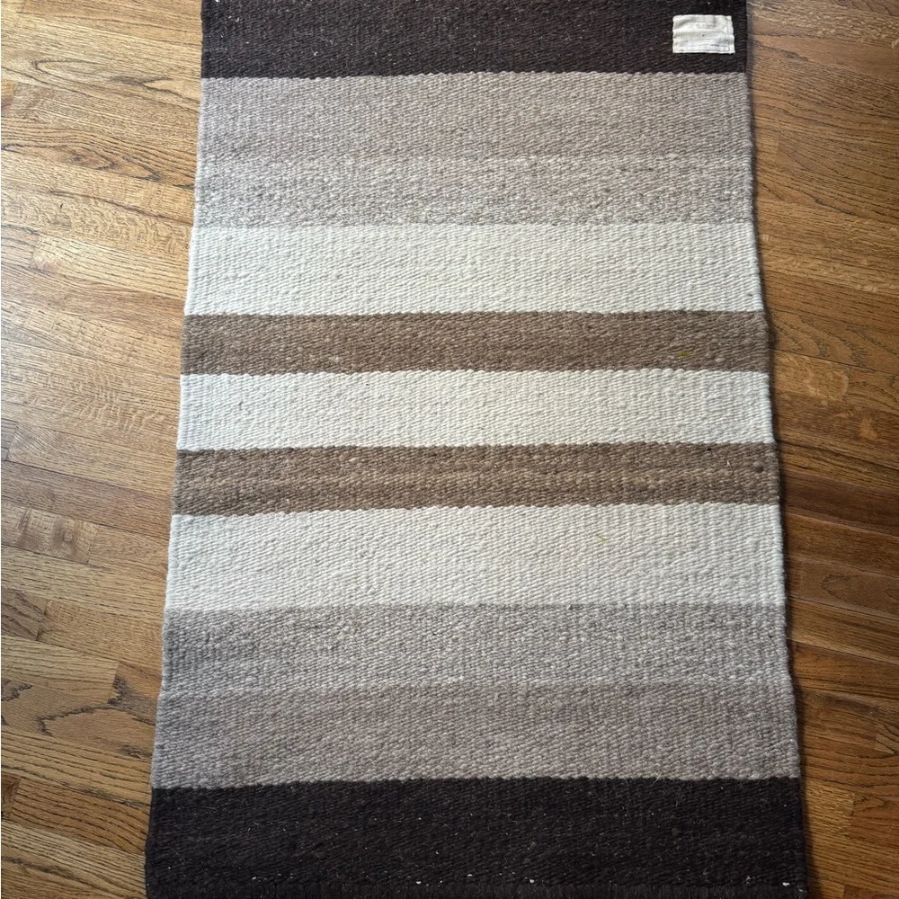 Hand Made Woven Brown Earth Tone Rug - 33x60